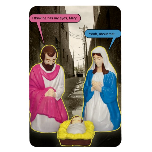 Poubelle Bébé Jésus Magnet de Noël (Vertical)