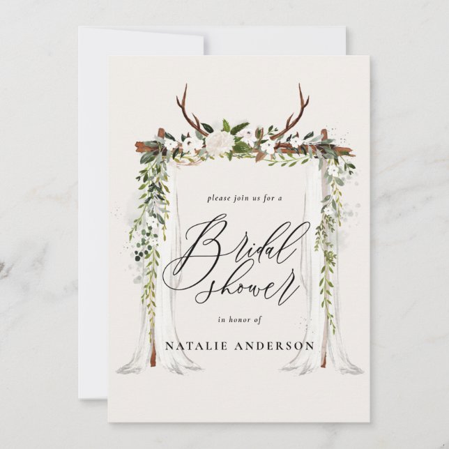 Poubelle rustique et feuillage nuptiale invitation (Devant)