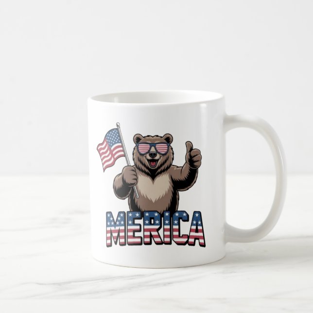 Pouce Patriotique vers le haut Bear Mug - Amusante (Droite)