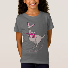 Pouch von rosa Herzen grau Känguru Grafik T - Shir T-Shirt