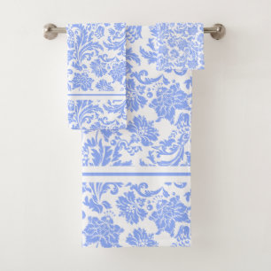 Poudre bleu et blanc Damas florales