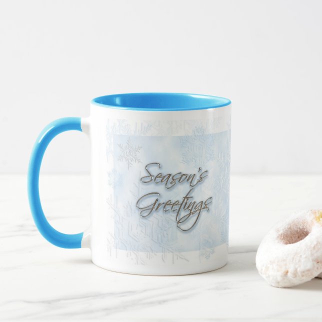 Poudre Blue Snowflake Bonnes Fêtes Mug (Avec donut)