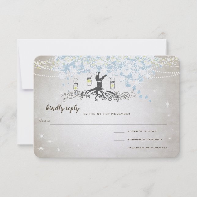 Poudre légère Bleu Carrosserie Mariage Arbre RSVP (Devant)