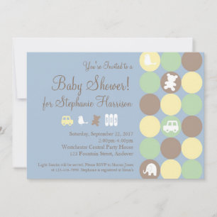 Poudre Points Bleus Boy Baby shower Invitation