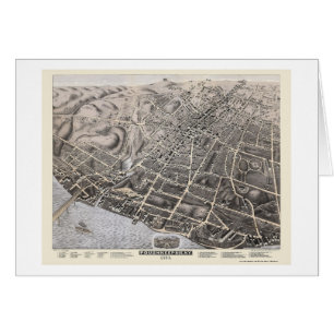 Poughkeepsie, carte panoramique de NY - 1874