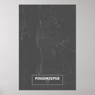 Poughkeepsie, New York (weiß auf schwarz) Poster