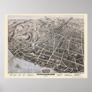 Poughkeepsie, NY panoramische Karte - 1874 Poster