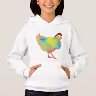 Poule de Noël au chapeau de Père Noël drôle poule