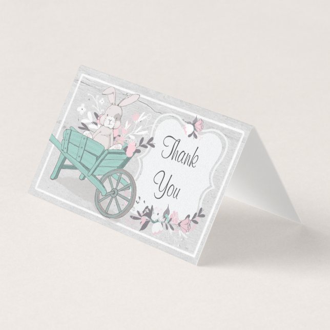 poule de printemps gris brun floral plié merci (Front)