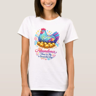 Poule dorée avec 8 œufs d'or T-Shirt d'abondance