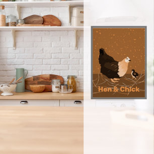 Poule et poussin, impression de poster de cuisine