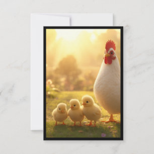 Poule et poussins Invitation de famille de poulet