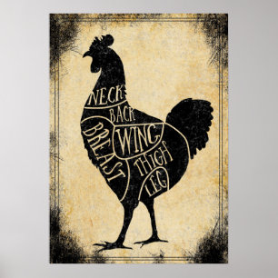 poulet à poster de la boucherie vintage