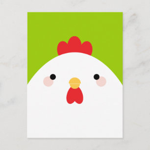 Poulet blanc sur cartes postales vertes