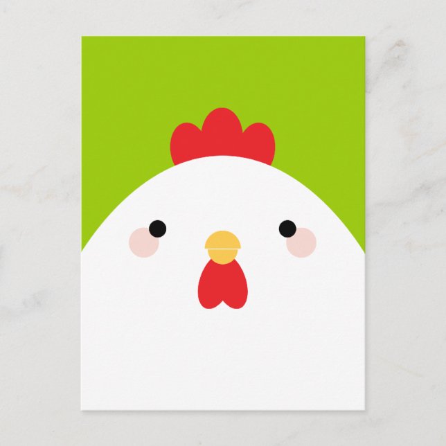 Poulet blanc sur cartes postales vertes (Devant)