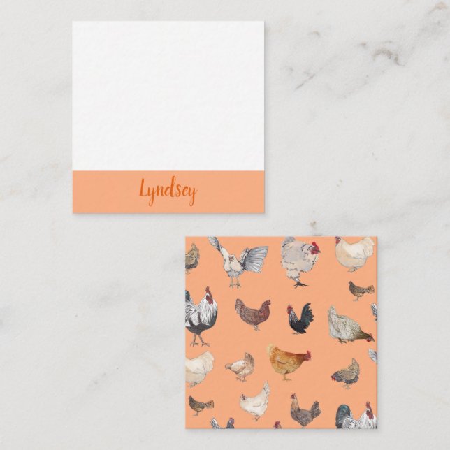 Poulet Cartes pour notes heureux (Devant / Derrière)