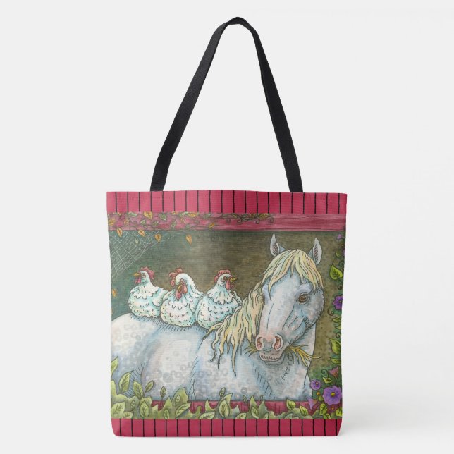 POULET DANS LA STABLE, SAC FOURRE-TOUT CHEVAL Roug (Devant)