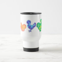 poulet de 5 aquarelles sur la tasse