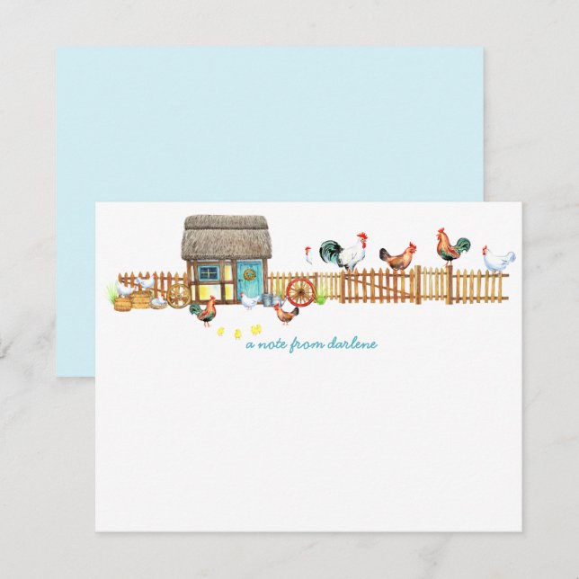 Poulet sur une clôture Fancy Poulet Coop | Carte d (Devant / Derrière)