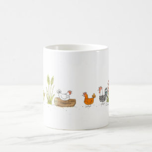Poulets dans la tasse de pré