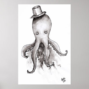 Poulpe dans une affiche de casquette
