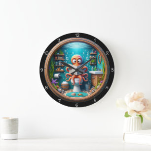 Poulpe fantaisiste sur une horloge de toilette drô