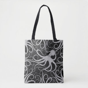 Poulpe sur gris-foncé - sac fourre-tout