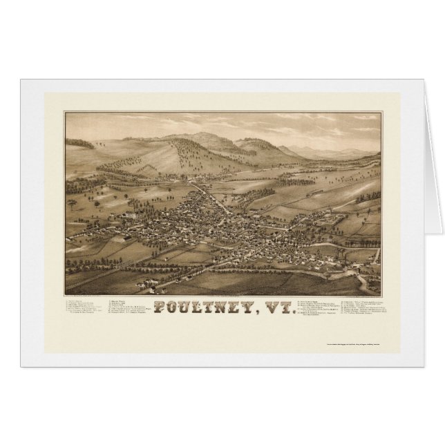 Poultney, panoramische Karte VT - 1886 (Vorderseite (Horizontal))