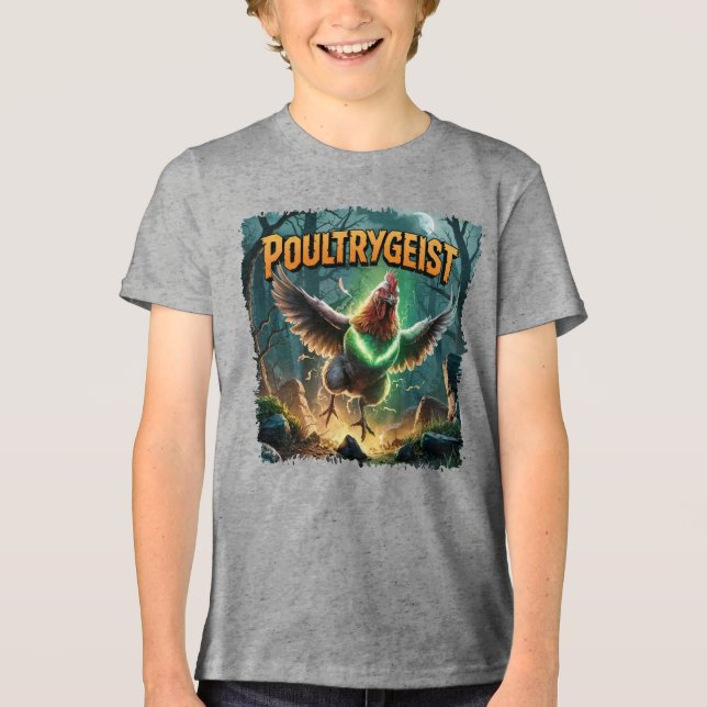 Poultrygeist Illustration Combo Kreatur Witzig Tri-Blend Shirt (Vorderseite)