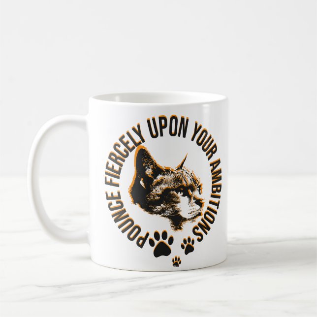 Pounce Sammlung Motivation für Katzen Liebhaber Kaffeetasse (Links)