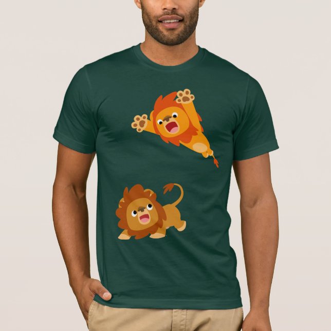 Pouncing und Punced! Cartoon Lions T - Shirt (Vorderseite)
