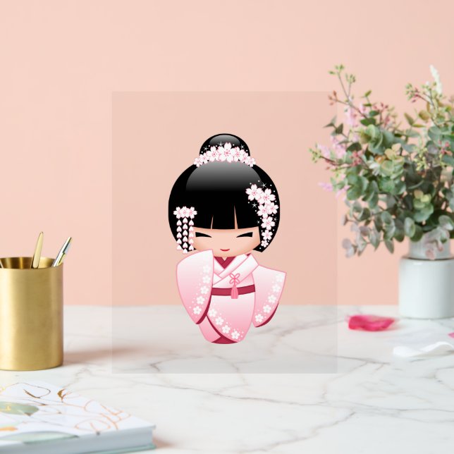 Poupée blanche Kimono Kokeshi - mignonne Geisha Gi (Mariage)