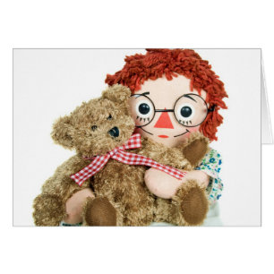 poupée de vieux chiffon et ours en peluche