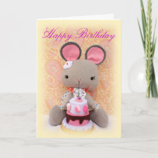 Poupée fille mignonne avec gâteau carte d'annivers