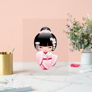 Poupée Kokeshi Kimono Rose Kawaii