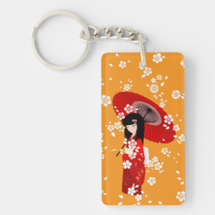 Poupée Kokeshi parapluie rouge
