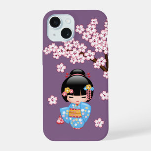 Poupée Maiko Kokeshi - Blue Kimono Geisha Girl