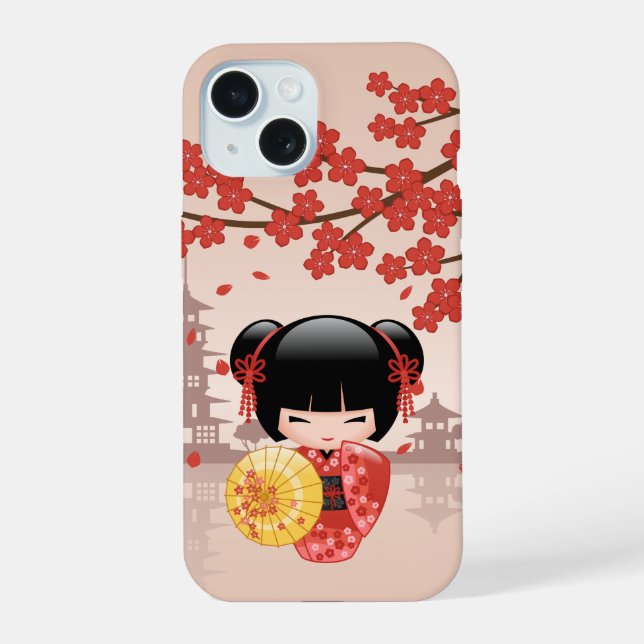 Poupée rouge Sakura Kokeshi - Geisha japonais (Verso)