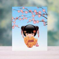 Poupée Ume Kokeshi - Japonaise Geisha Girl Blue