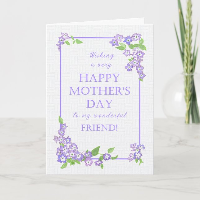 Pour Ami Fête des Mères Carte Fleurs Mauve Phlox (Devant)