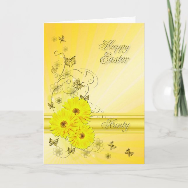 Pour Aunty, carte de Pâques avec fleurs jaunes (Devant)