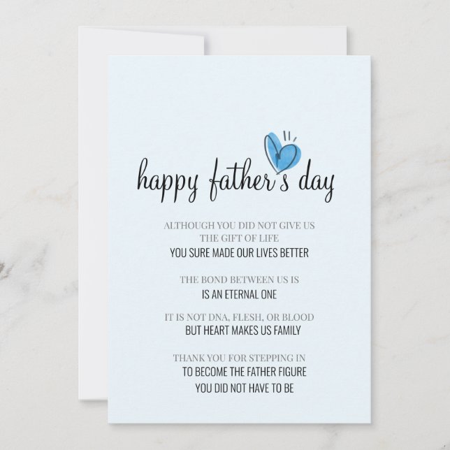 Pour beau-père carte simple bleu cœur pour la fête (Devant)