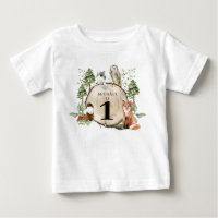 Bois Animaux Garçon 1er Anniversaire T-shirt
