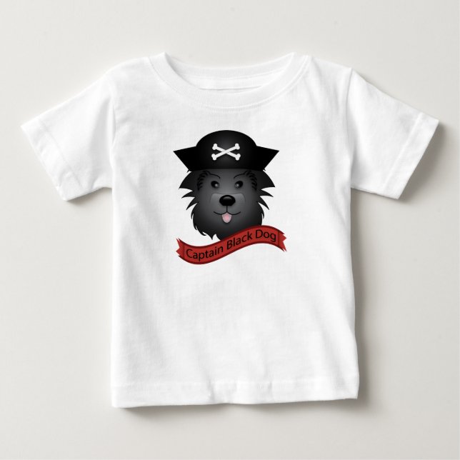 Pour Bébé Captain Black Dog - Baby Fine Jersey T-Shirt  (Devant)