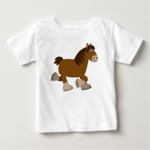 Pour Bébé Caricature Trotting Shire Cheval Baby T-Shirt