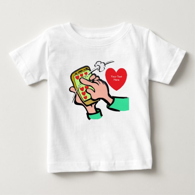 Pour Bébé Charmant Coeurs Téléphone Swipe T-shirt (Devant)
