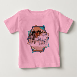 Pour Bébé Chevaux encadrés dans le T-shirt de la BG de neig