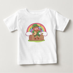 Pour Bébé Cute Leprechaun Jouer Banjo Baby T-Shirt