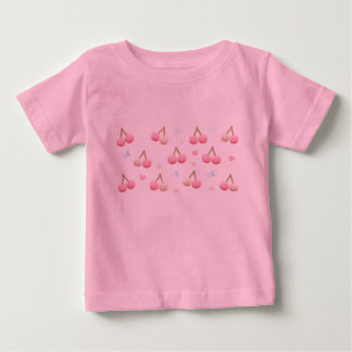 Pour Bébé Cute Pastel Pink Cherry Pattern Baby T-Shirt