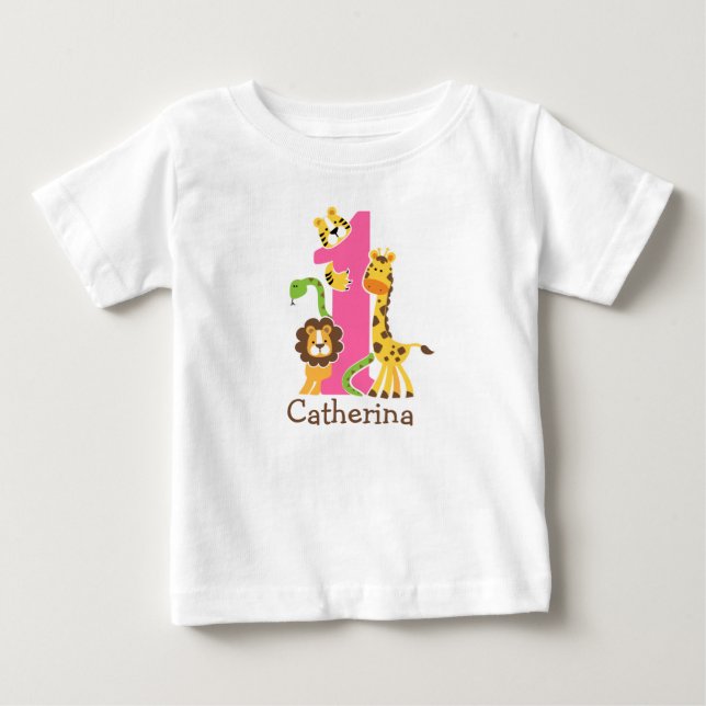 Pour Bébé ęr T-shirt de jungle d'anniversaire (Devant)
